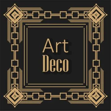 Black background art deco frames Illustrazione stock