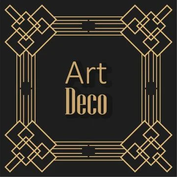Black background art deco frames Illustrazione stock