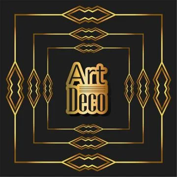 Black background art deco frames Illustrazione stock