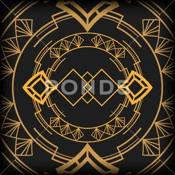 Black background art deco frames Illustrazione stock
