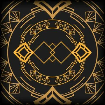 Black background art deco frames Illustrazione stock