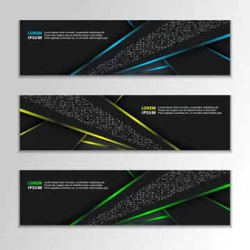 Black Background Banner with Glowing neon template, modern design Stock Illustration