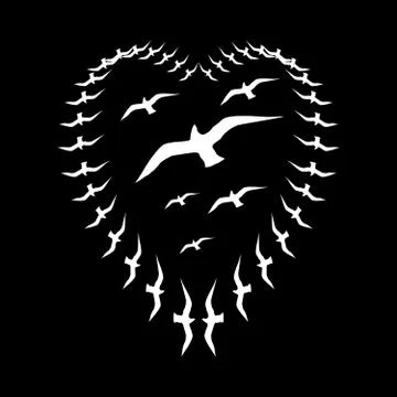 Black background birds life vector art Illustrazione stock