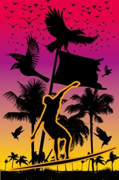 Black background birds life vector art 스톡 일러스트