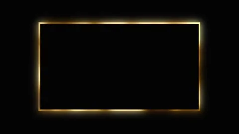 On a black background, a black rectangle frame with a gold border, free space Stock Footage 266935282