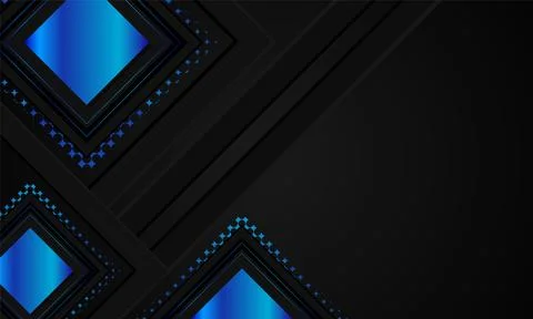 Black background with blue gradient glitter geometric shape design Stock Illustration