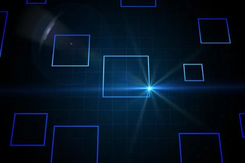 Black background with blue squares Stock Illustration