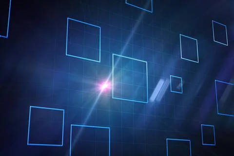 Black background with blue squares Stock Photos