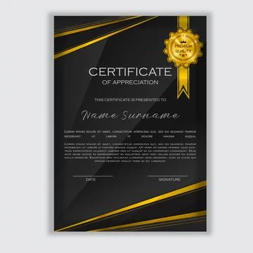 Black background certificate template vector Stock Illustration