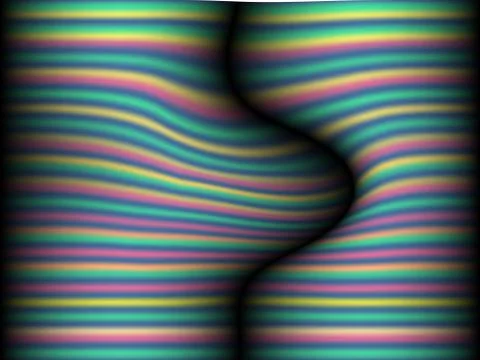 Black background with colored, iridescent twisted lines, neon effekt, glow Stock Illustration