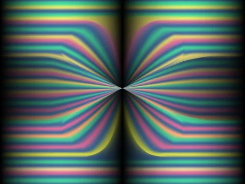 Black background with colored, iridescent twisted lines, neon effekt, glow Illustrazione stock