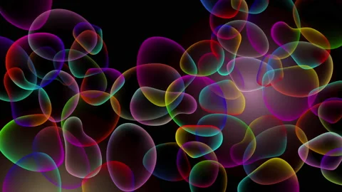 Black background with colorful transparent bubbles in 4k video. Stock Footage 155009114