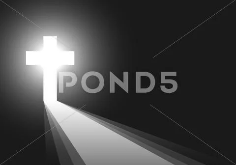 Black background with Cross and rays - vector illustration.: Graphic ...
