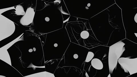 Black background. Design.A view of mirrors in animation that change position and Illustrazione stock