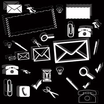 Black background with different things Stock Illustration