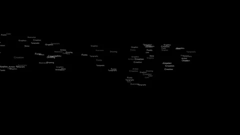 Black background with different words, which deal with design. Close up. Copy Stock Footage 105877194