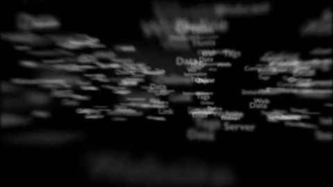Black background with different words, which deal with internet. Close up. Copy Stock Footage 106983075