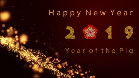 Black background with digital of bright yellow plum with the Chinese New Year Stock Footage 99465830