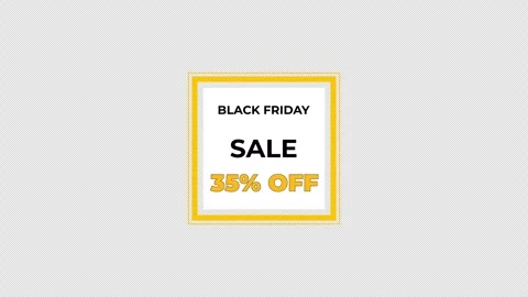 Black background displaying 35 percent off badge with layered gold frame and Stock Footage 320789171