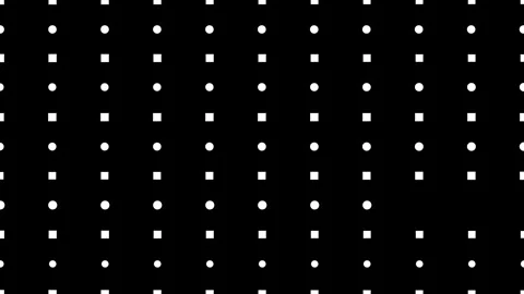 Black background with dots and squares, seamless looping. Video stock 286416265