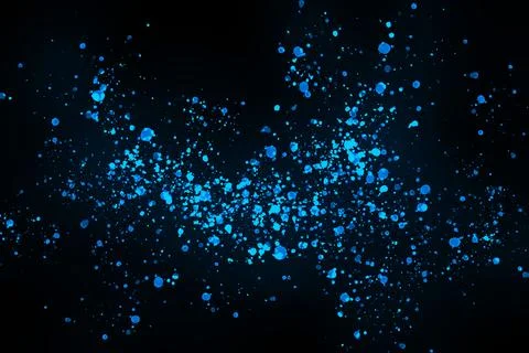 Black background with drops, dots, blots, megumi and dust. Of blue color. 스톡 사진