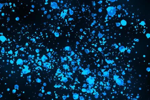 Black background with drops, dots, blots, megumi and dust. Of blue color. 写真素材