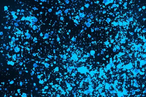 Black background with drops, dots, blots, megumi and dust. Of blue color. Foto stock