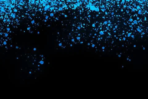 Black background with drops, dots, blots, megumi and dust. Of blue color. Stockfoto's