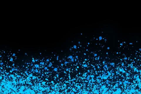 Black background with drops, dots, blots, megumi and dust. Of blue color. Foto stock