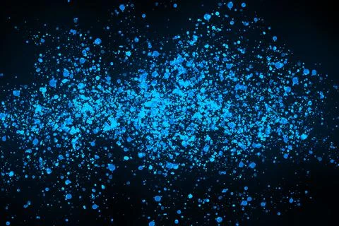 Black background with drops, dots, blots, megumi and dust. Of blue color. Foto stock