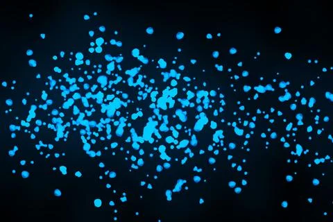 Black background with drops, dots, blots, megumi and dust. Of blue color. Foto stock