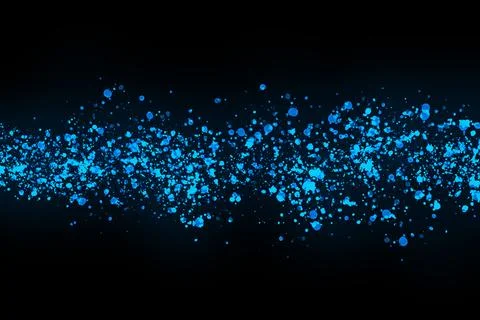Black background with drops, dots, blots, megumi and dust. Of blue color. 스톡 사진