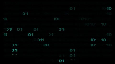 Black background features teal and white binary code patterns. Binary code .. Stock Footage 337368604