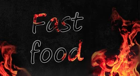 Black Background with Fire Flames for Fast Food Designs Stock Illustration
