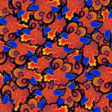 Black background with floral elements Stock Illustration