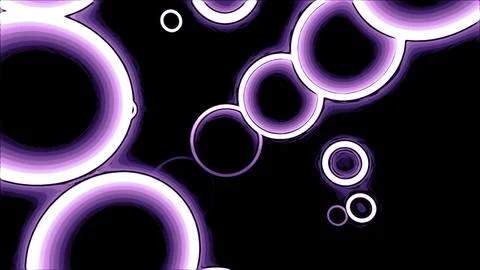 Black background with flying bubbles. Design. Red and purple bubbles with neon 스톡 일러스트