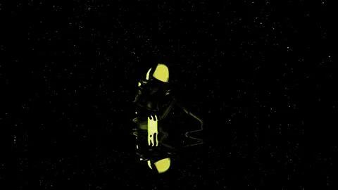 Black background with flying glowing white dust. Design. A bright yellow and Stock Illustration