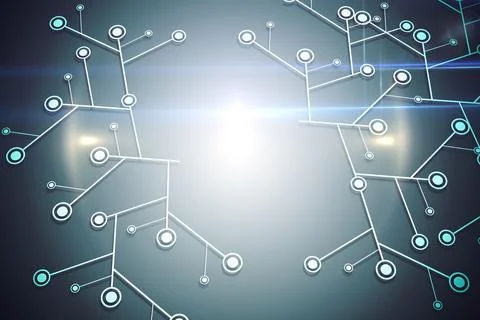 Black background with glowing network Stock Photos
