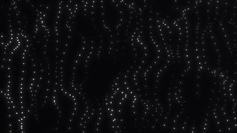 Black background with glowing white dots forming dynamic grid flow. Clean a.. 스톡 일러스트