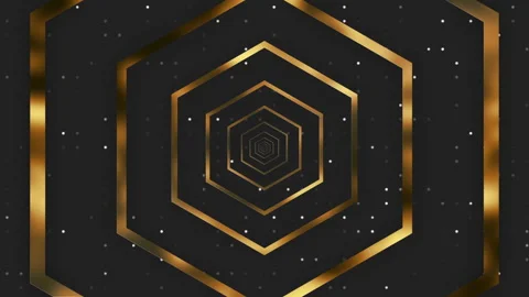 Black background with gold hexgon repeater, sparkling dots. Stock Footage 280925662