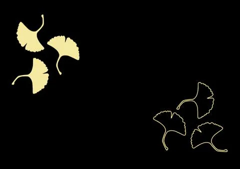 Black background with golden pattern of plant petals Stock Illustration
