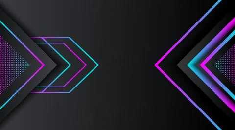 Black Background with gradient neon glitter geometric shape Illustrazione stock