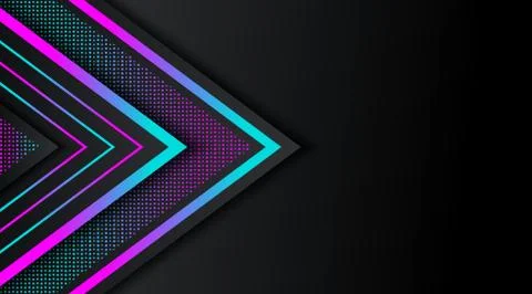 Black Background with gradient neon glitter geometric shape Stock Illustration