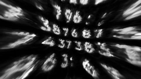 Black background with gray and purple code. Motion. Various rooms illuminated by Video stock 236857487