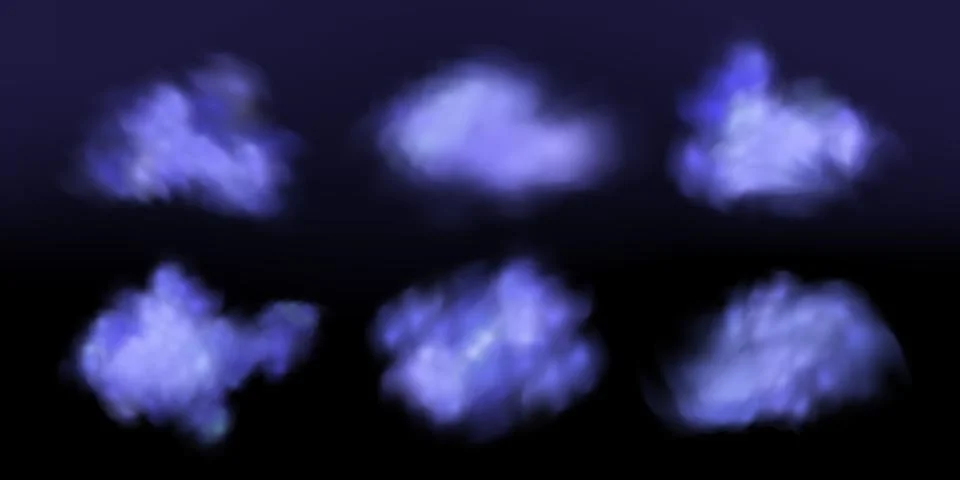 Black background with gray-blue clouds creating the effect of smoke or fog... Stock Illustration