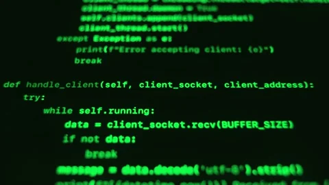 Black background with green programming code Stock Footage 322779375