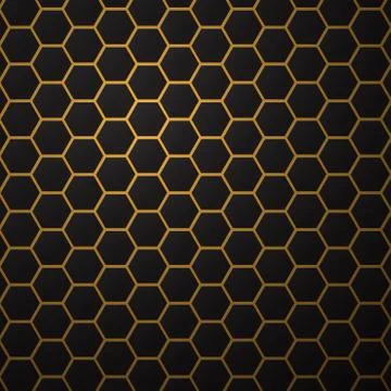 Black background with hexagons, honeycomb pattern. Vector Stock Illustration