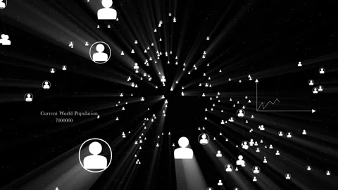 Black background with human icons in motion. Stock Footage 153897439