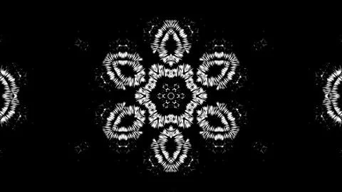 Black background with intricate white mandala pattern Stock Illustration