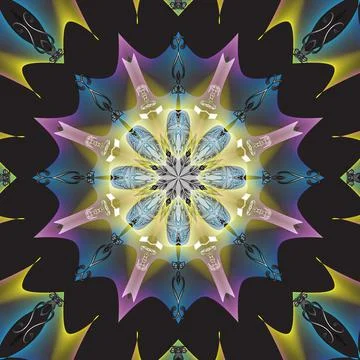 On a black background a large mandala Stock Illustration